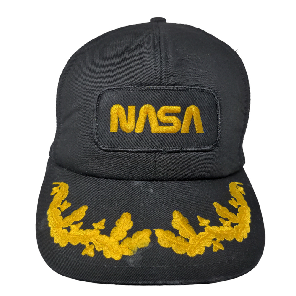 NASA Men's Snapback Mesh Back Hat Black Embroidered Scrambled Eggs Spaceport USA